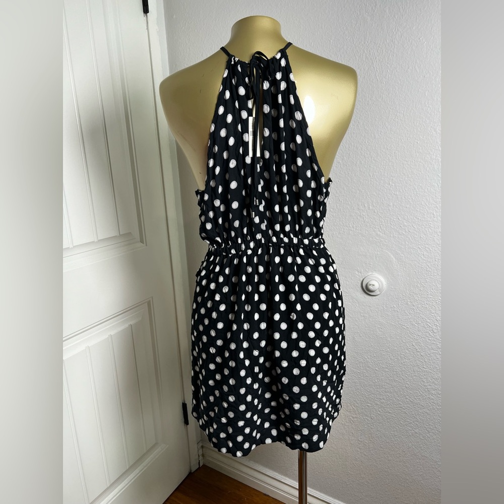 MAEVE ANTHROPOLOGIE Black White Polka Dot Halter Dress XSP - Picture 3 of 8